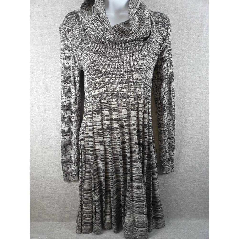 CALVIN KLEIN Womens Sweater Dress S Cowl Neck Midi Ribbed Knit Whimsigoth Preppy